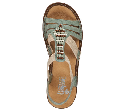 Sandale casual, dama, RIEKER ANTISTRESS, 60851-52 verde, piele ecologica